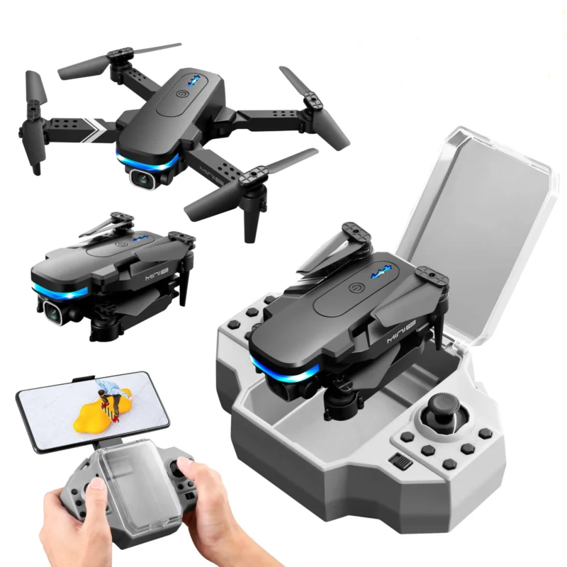 KY910 Mini WiFi FPV with 4K HD Dual 50x ZOOM Camera Altitude Hold Mode Gravity Control Foldable RC Drone Quadcopter RTF – Grey 4K Single Camera One Battery