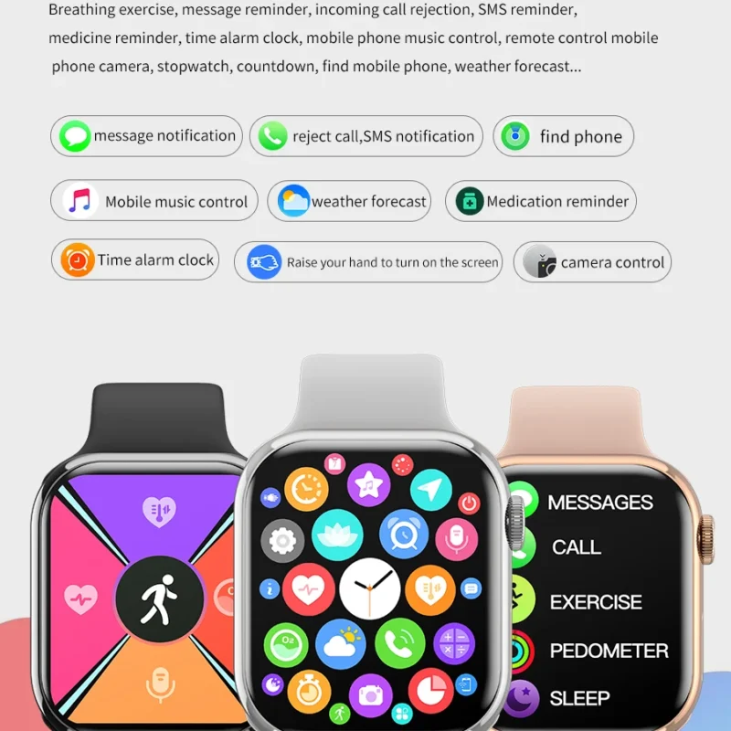 NEW Smart Watch 9 NFC BT Call Heart Rate Sport Fitness Waterproof Amoled Screen Wireless Charging 450Mah Men Women For IWO Watch