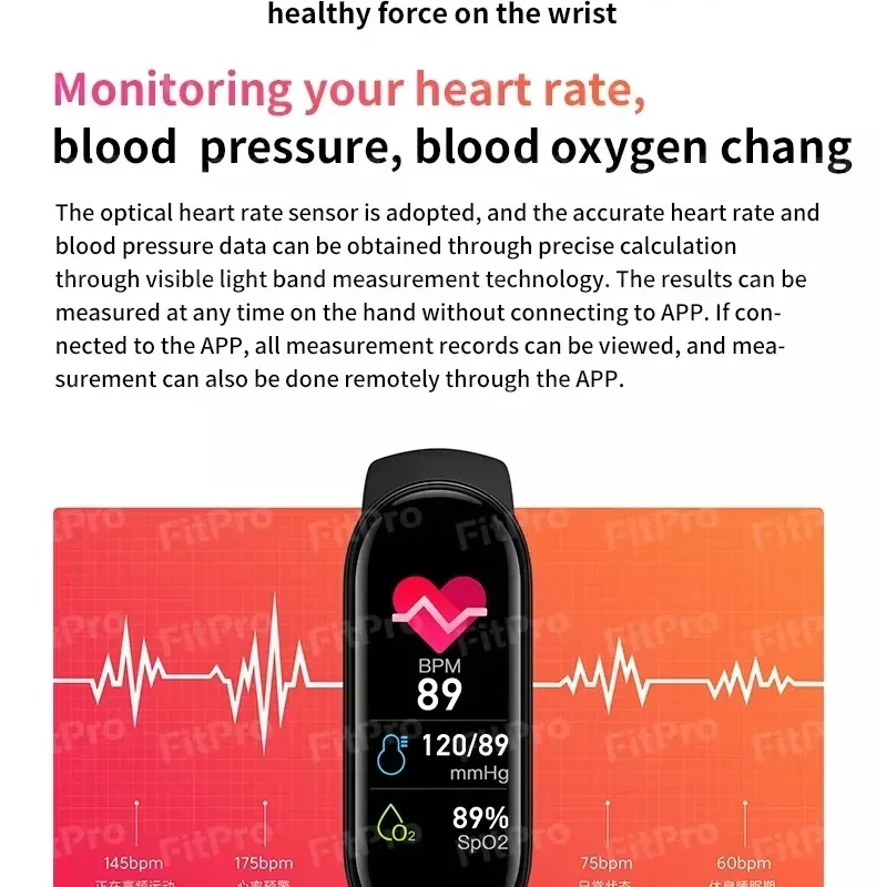 M5 Smart Bracelet Men Pressure Heart Rate Color Screen Bluetooth Pedometer Sports Bracelet Watch Women