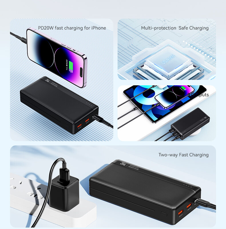 PB71 PD20W+QC3.0 3 Ports Fast Charging Power Bank 10000mAh