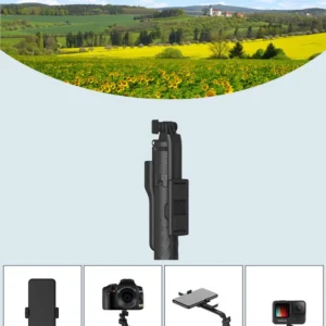 KT-239 1.7M Selfie Stick Tripod Stand Material: Aluminum alloy +ABS Weight:310g Length:175cm Remote battery:CR1632 Size:323*78*44mm
